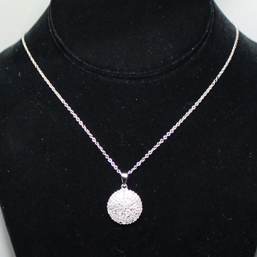 1 CT Diamond Pave Pendant - 925 Disc and Chain